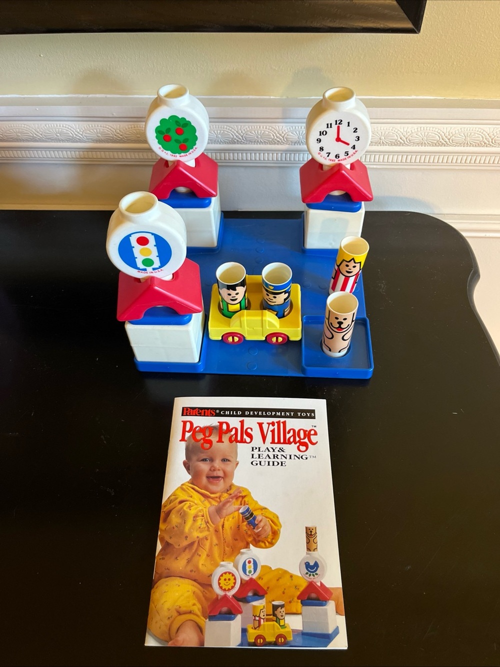 vintage parents magazine Peg Pals Village developmental and learning toy- mint
